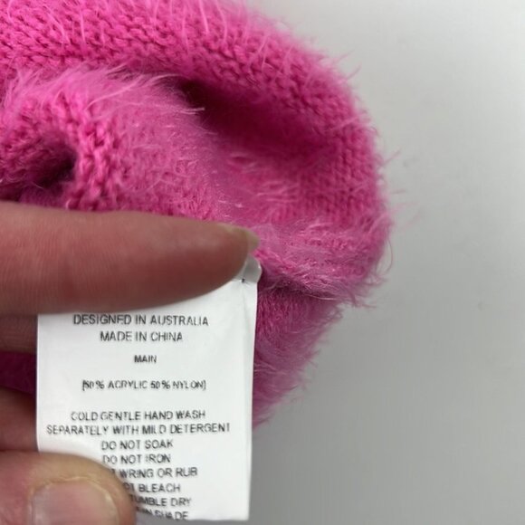 Paper Heart Pink Fluffy Short Sleeved fitted Sweater - Picture 3 of 6